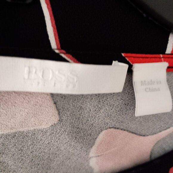 BOSS by Hugo Boss Ginkgo Leaf Print Blouse Black Red Top Size L MSRP $299 - Picture 6 of 7